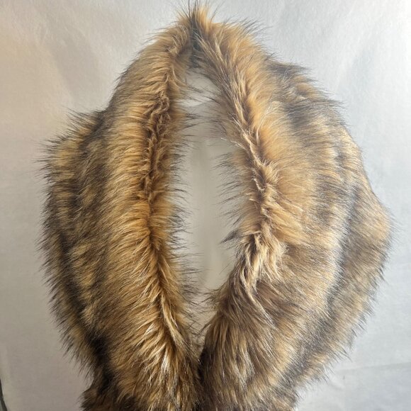 Faux Fur Stole Brown Tan Wrap Women Faux Fur Shawl - Picture 4 of 8